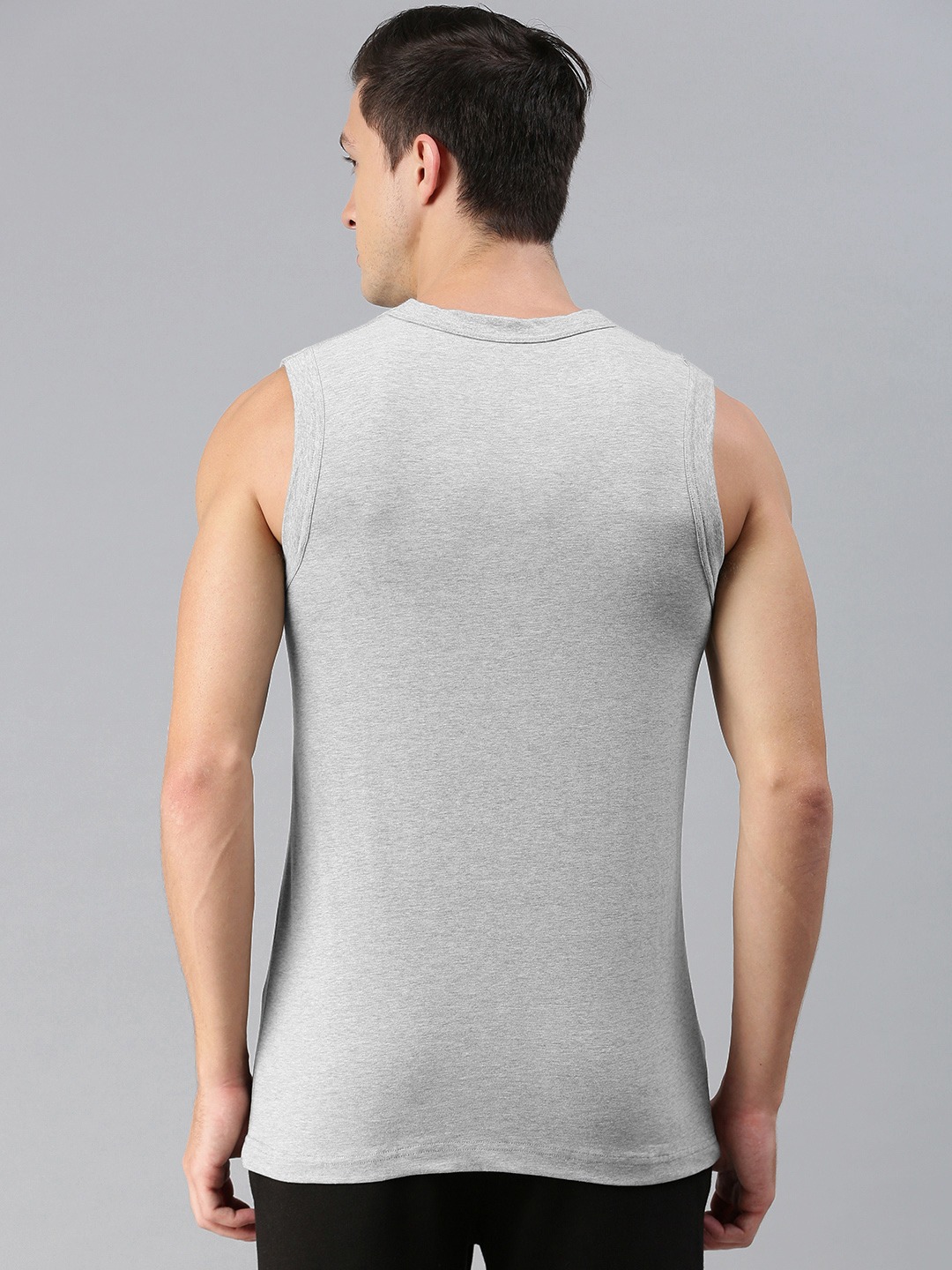 Clothing Innerwear Vests | HRX By Hrithik Roshan Men Solid Melange Lifestyle Innerwear Vests Pack of 2 - AL13698