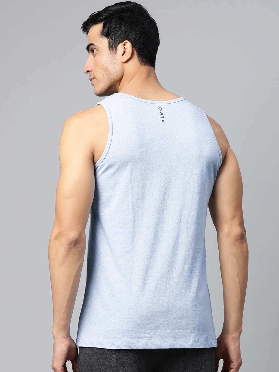 Clothing Innerwear Vests | Almo Wear Men Blue Solid Organic Cotton Innerwear Vest - CN22295