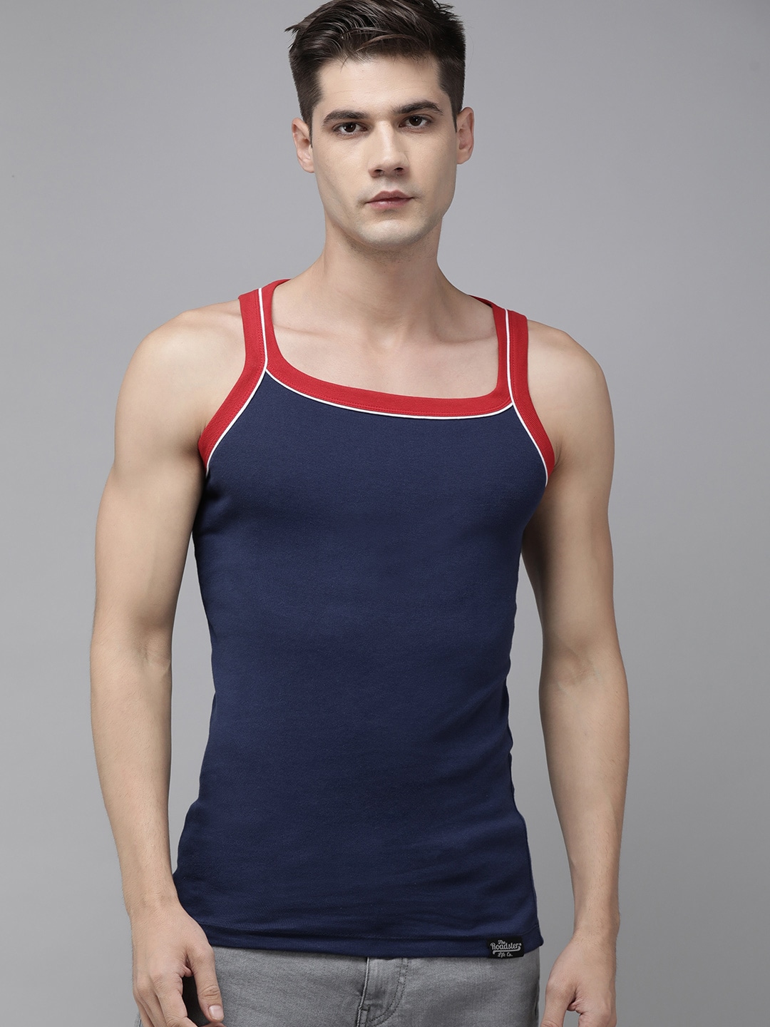 Clothing Innerwear Vests | Roadster Men Pack of 2 Solid Pure Cotton Innerwear Vests - NV76030