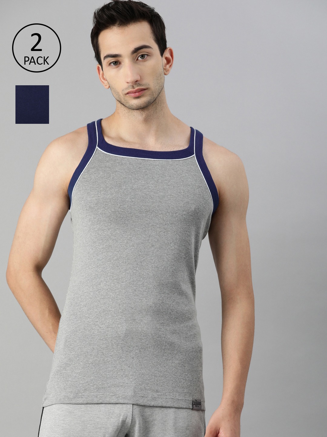 Clothing Innerwear Vests | Roadster Men Pack Of 2 Solid Cotton Innerwear Vests RDST-RB-PK2-004E-New-Blue - LF16113