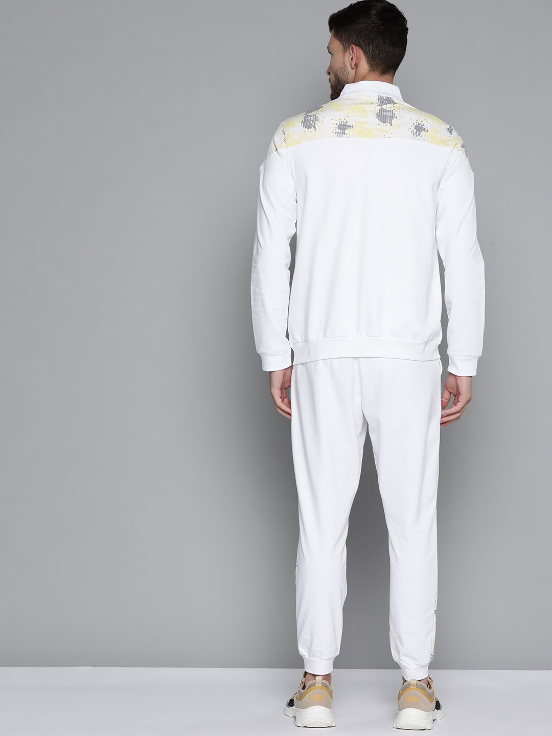 Clothing Tracksuits | HRX by Hrithik Roshan Lifestyle Men Optic White Geometric Print Detail Bio-Wash Tracksuits - OV57176
