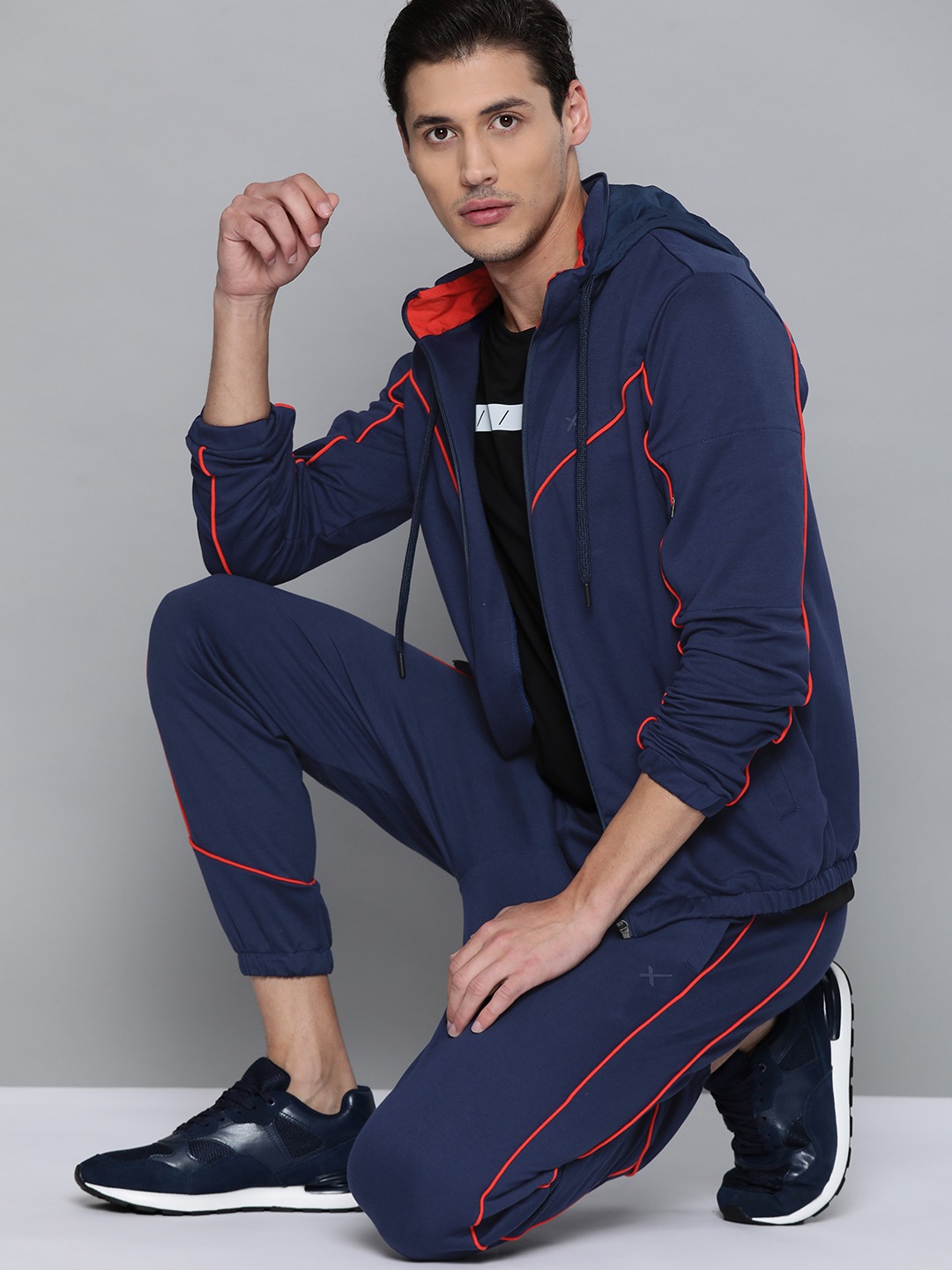 Clothing Tracksuits | HRX By Hrithik Roshan Lifestyle Men Medieval Blue Bio-Wash Solid Tracksuits - SX58546
