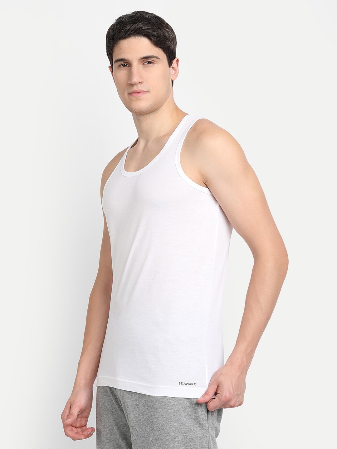 Clothing Innerwear Vests | BE AWARA Men Pack Of 2 White Solid Cotton Innerwear Vests - MV30225