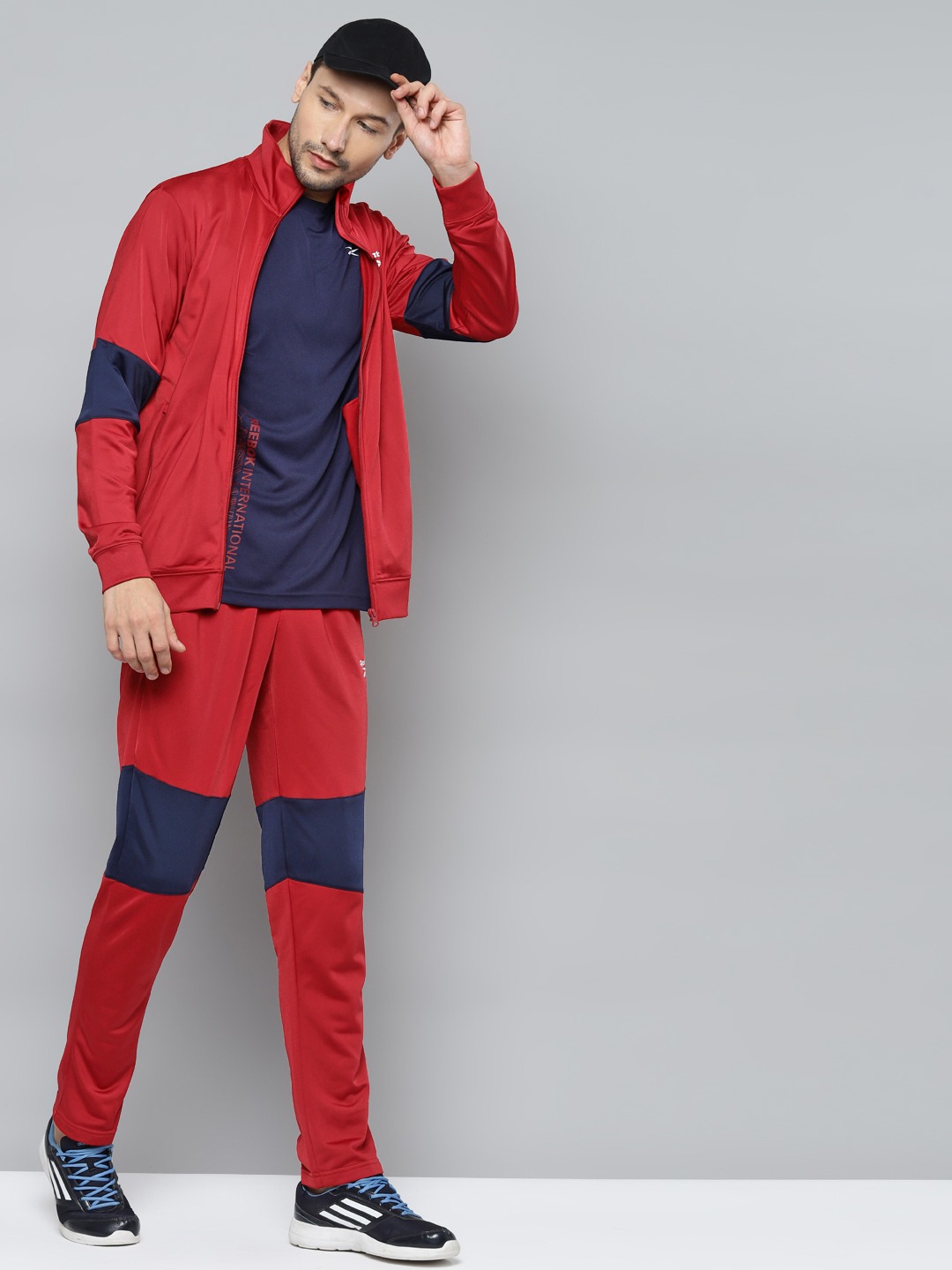 Clothing Tracksuits | Reebok Men Red Core Colourblocked Detail Training Tracksuit - TW92444