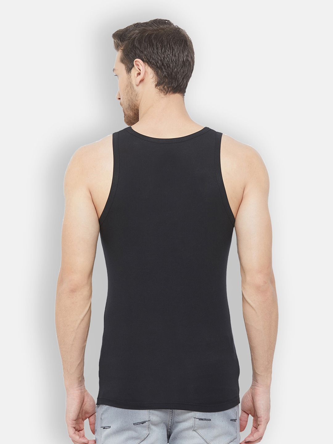 Clothing Innerwear Vests | Almo Wear Men Black Solid Innerwear Vest - BA01491