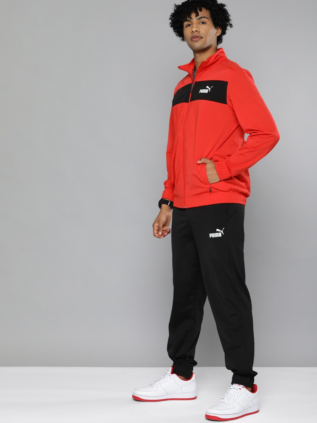 Clothing Tracksuits | Puma Men Red & Black Solid Track Suit - VN16562