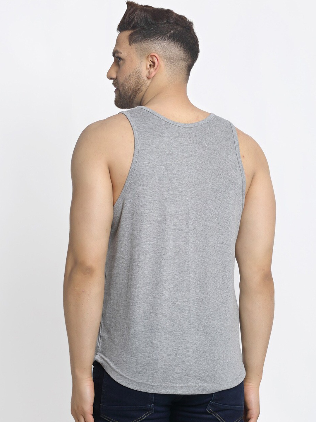 Clothing Innerwear Vests | Friskers Men Grey Printed Pure Cotton Innerwear Vest C226-04 - AD77210