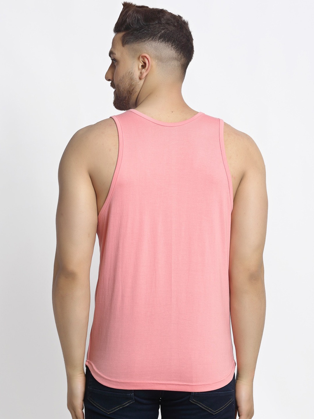 Clothing Innerwear Vests | Friskers Men Pink Solid Pure Cotton Drop-Cut Gym Innerwear Vest - LI03324