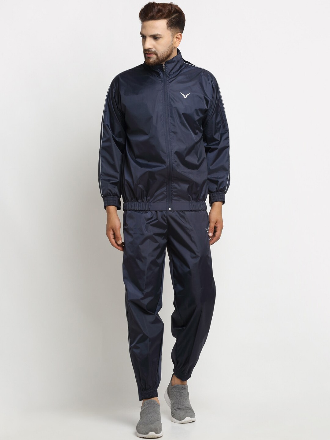 Clothing Tracksuits | Invincible Men Navy-Blue Solid Pro Deluxe Sauna Hoode Tracksuit - NF15540