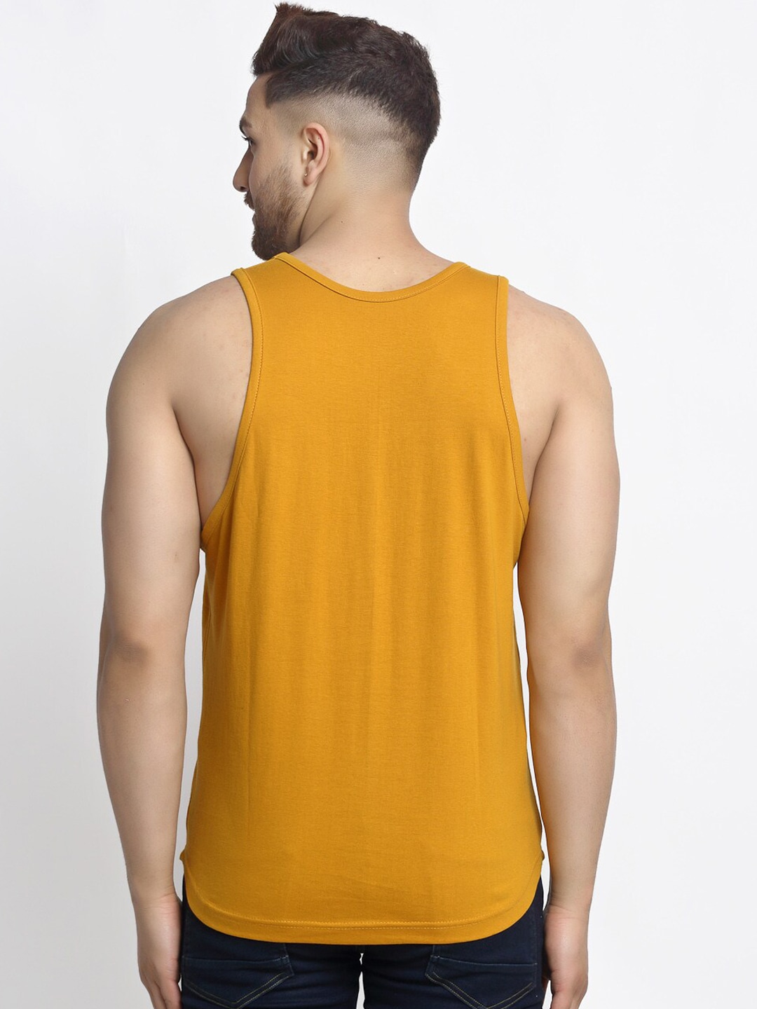Clothing Innerwear Vests | Friskers Men Yellow & Green Pack of 2 Pure Cotton Solid Vest - DM32870