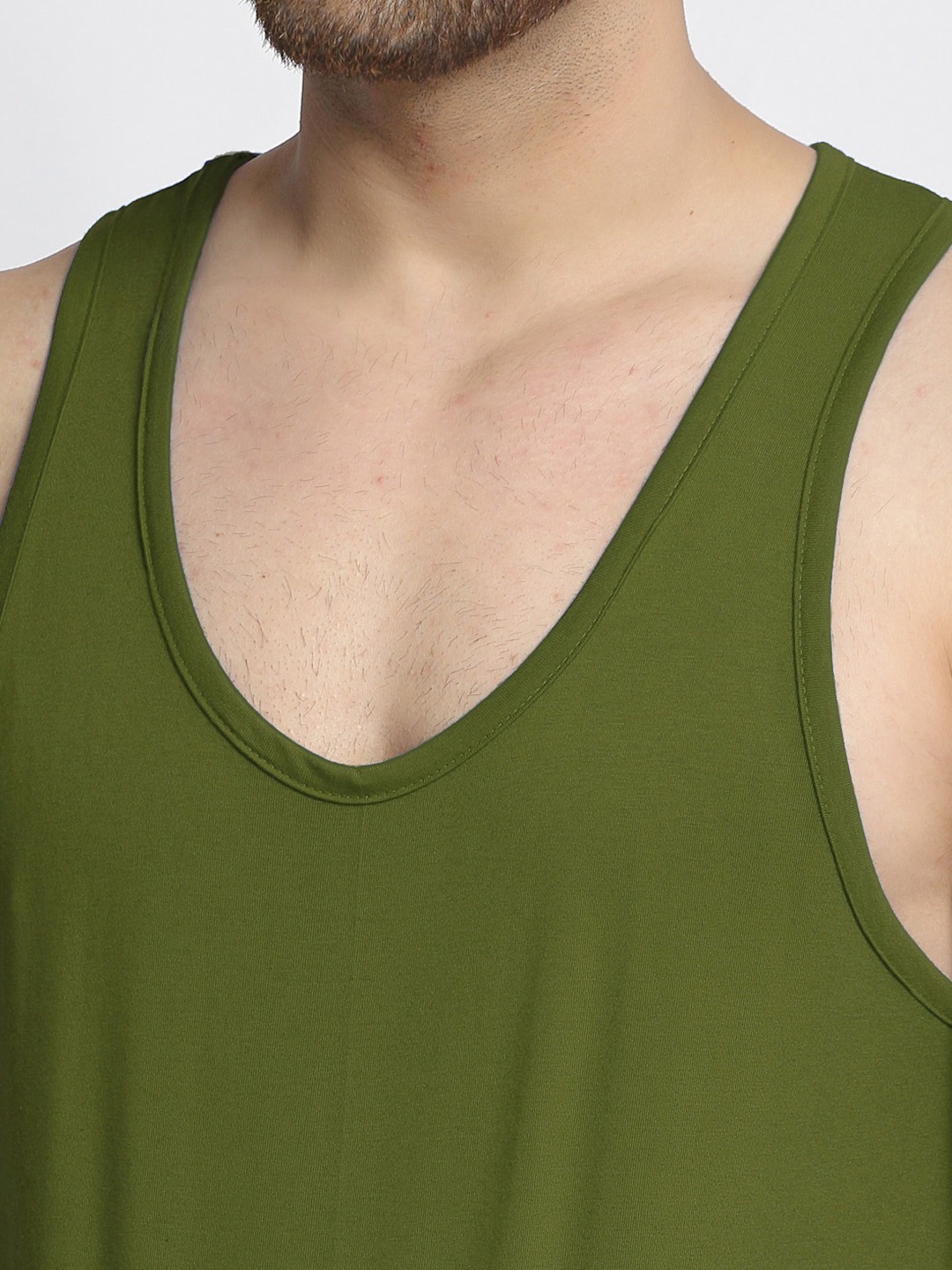 Clothing Innerwear Vests | Friskers Men Pack Of 2 Olive Green & Black Solid Pure Cotton Gym Vests - XH70896