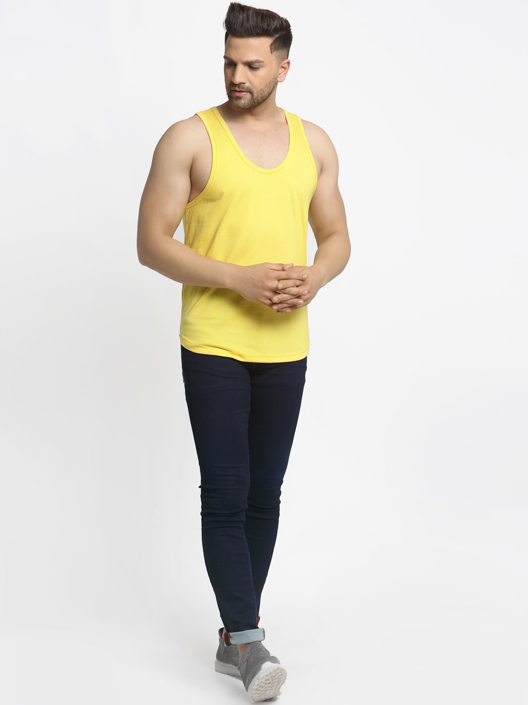 Clothing Innerwear Vests | Friskers Men Pack Of 2 Solid Pure Cotton Casual Gym Vests - HY70626