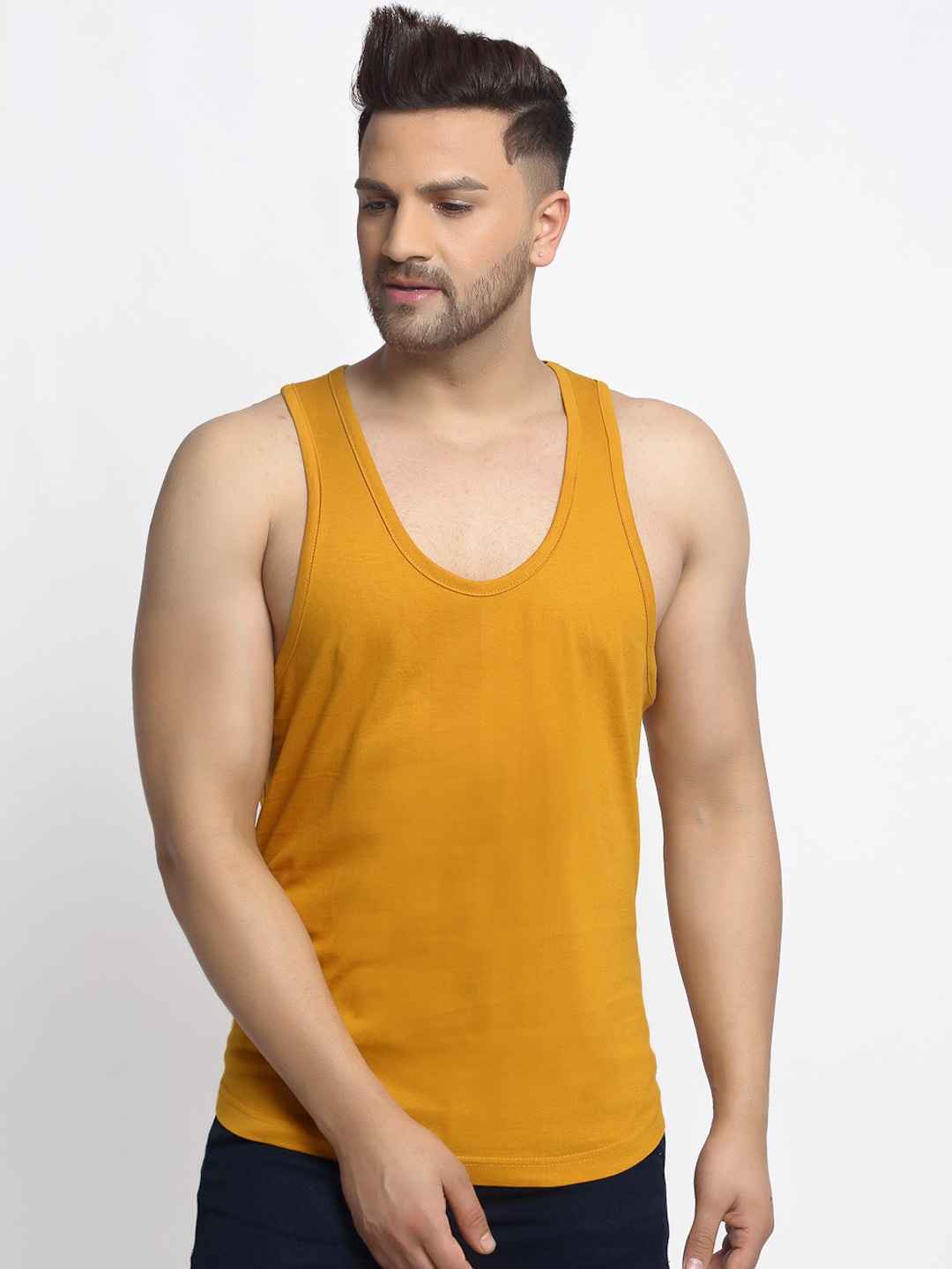 Clothing Innerwear Vests | Friskers Men Pack Of 2 Solid Pure Cotton Gym Vests - WZ50333