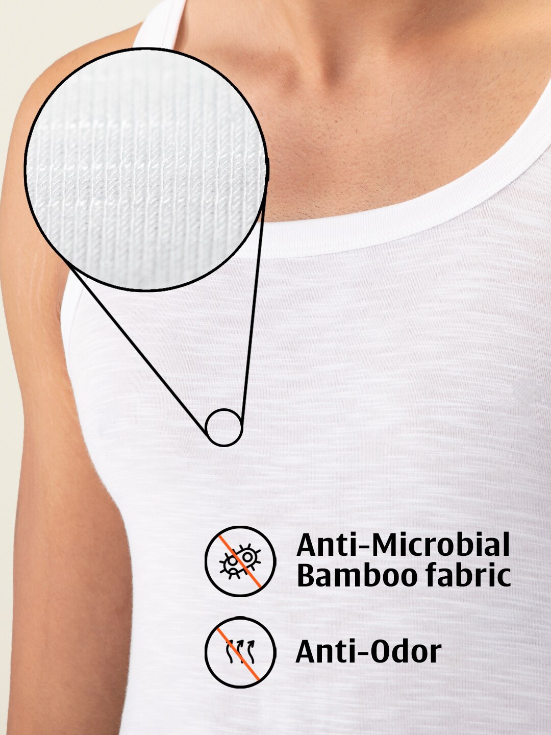 Clothing Innerwear Vests | DAMENSCH Men Pack of 3 Solid White Anti-Microbial NEO Bamboo Square Neck Vest - PN63408