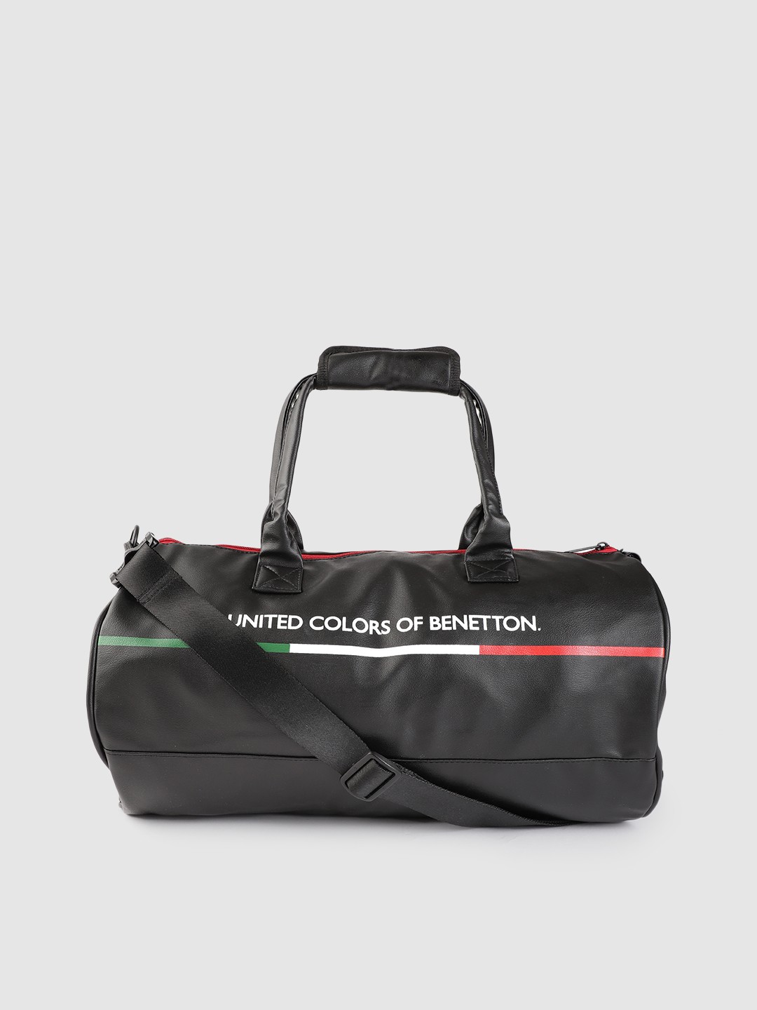 Accessories Duffel Bag | United Colors of Benetton Unisex Black Brand Name Print Gym Duffel Bag - IU62638