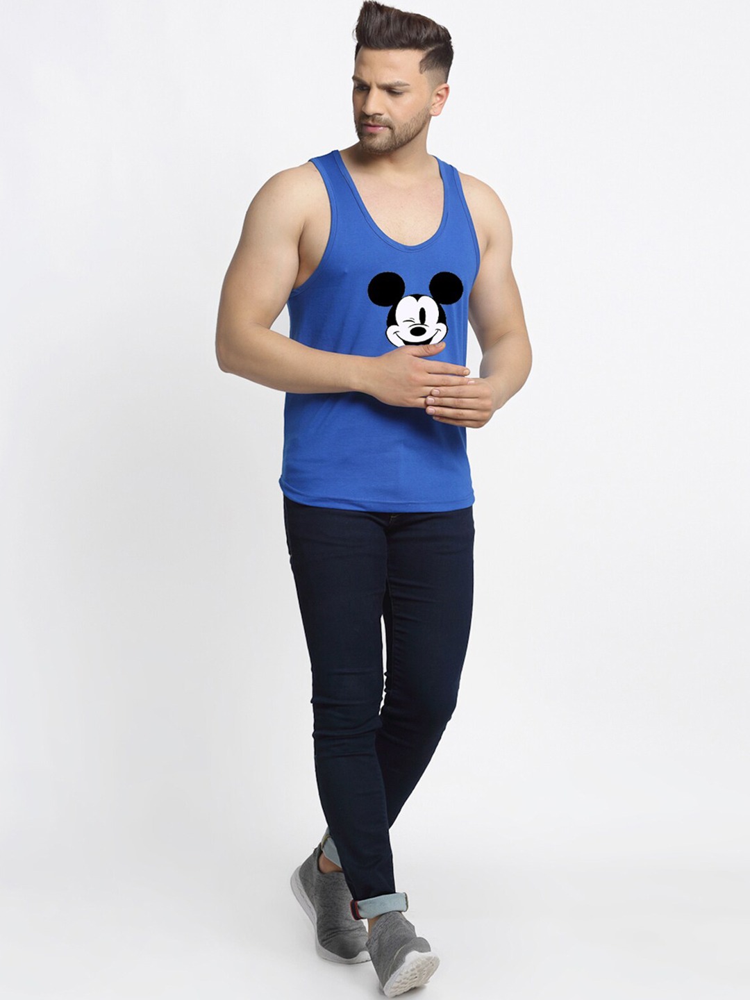 Clothing Innerwear Vests | Friskers Men Pack Of 2 Printed Pure Cotton Drop Cut Innerwear Vests - ZY55116