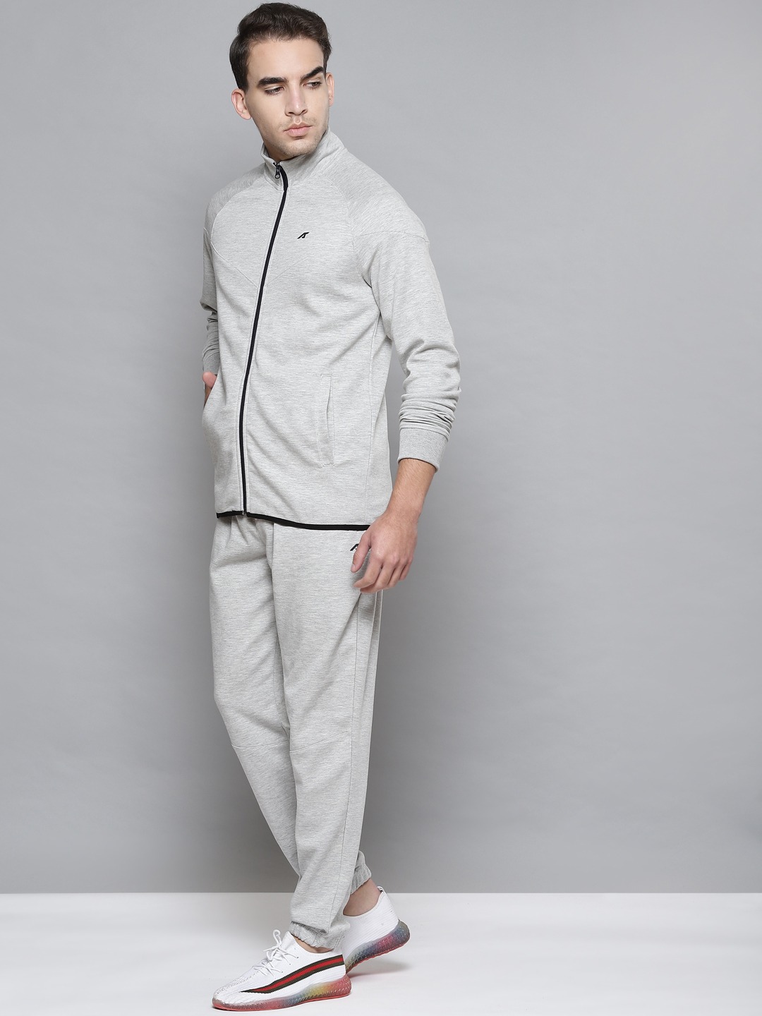 Clothing Tracksuits | Alcis Men Grey Melange Solid Tracksuit - WM03354