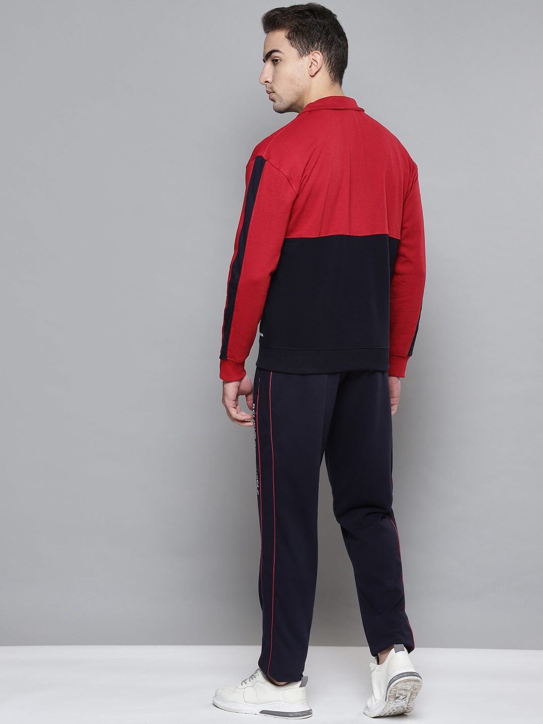 Clothing Tracksuits | Alcis Men Red & Navy Blue Colourblocked Tracksuit - VL30972