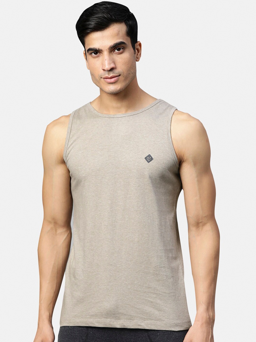 Clothing Innerwear Vests | Almo Wear Men Off White, Brown & Green Organic Cotton Vest Pack Of 3 - BB97007