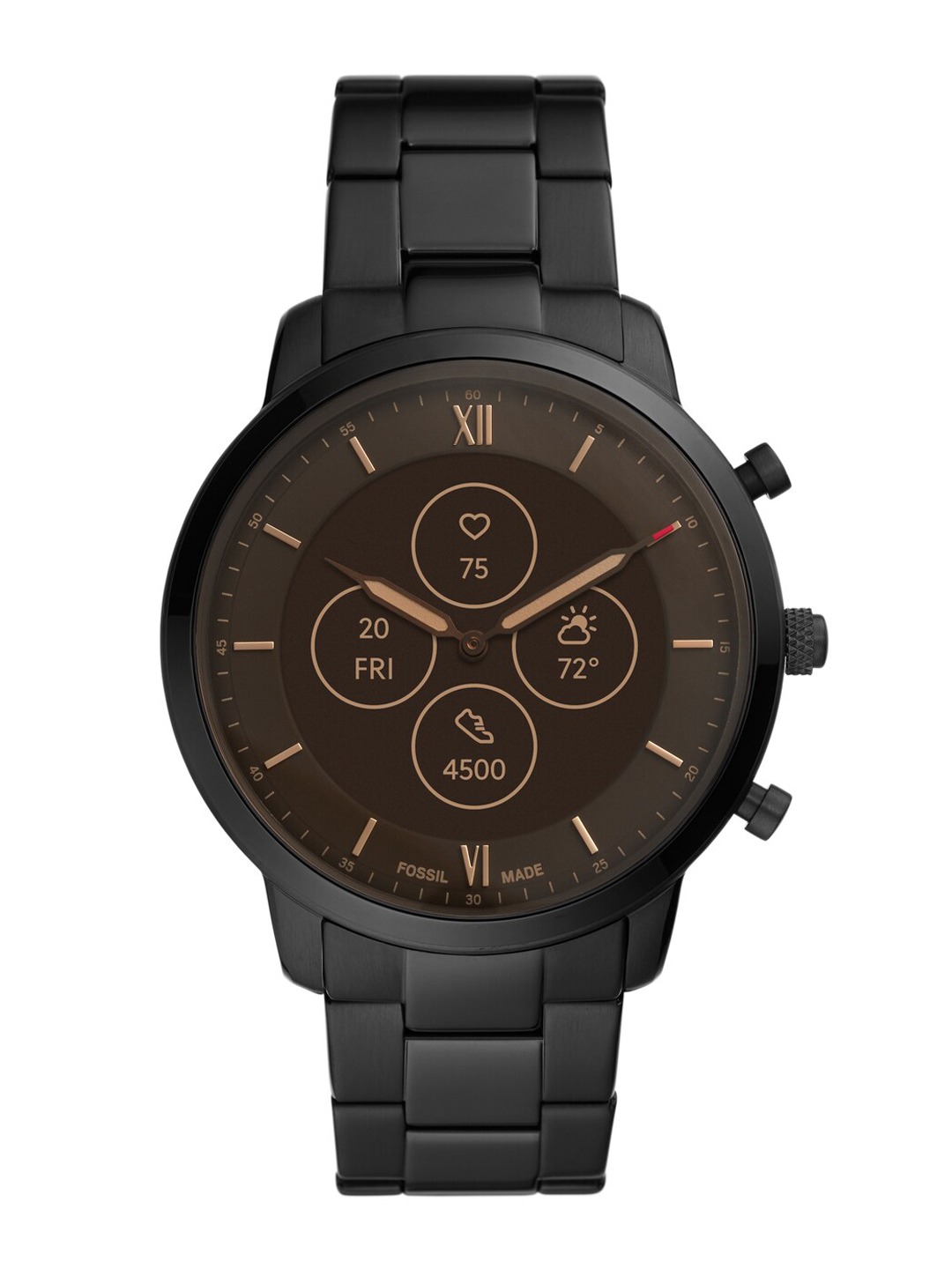 Accessories Smart Watches | Fossil Men Black & Copper Neutra HR FTW7027 Analogue & Digital Smartwatch - OV94021