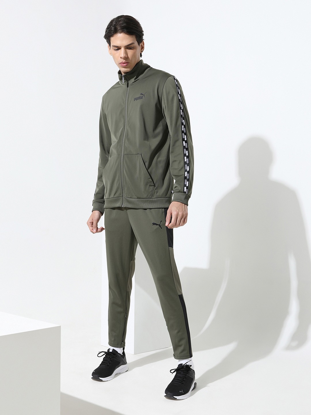 Clothing Tracksuits | Puma Men Olive Green Regular Fit Track Suit - OU57318