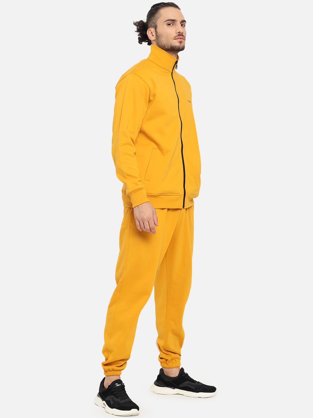 Clothing Tracksuits | GRIFFEL Men Mustard Yellow Solid Cotton Tracksuit - HO21841
