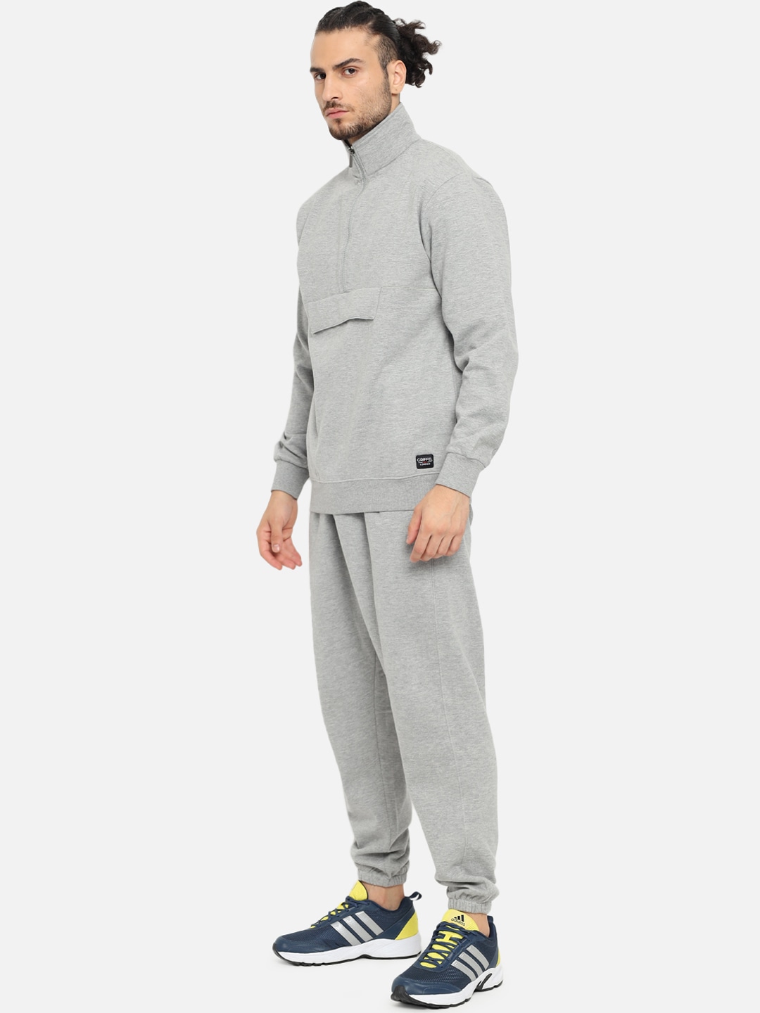 Clothing Tracksuits | GRIFFEL Men Grey Solid Cotton Tracksuit - IE72995