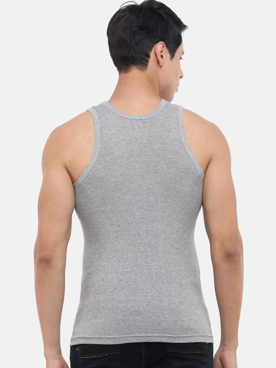 Clothing Innerwear Vests | Dollar Bigboss Men Pack Of 10 Grey Melange Solid Pure Cotton Basic Vests - CV97854