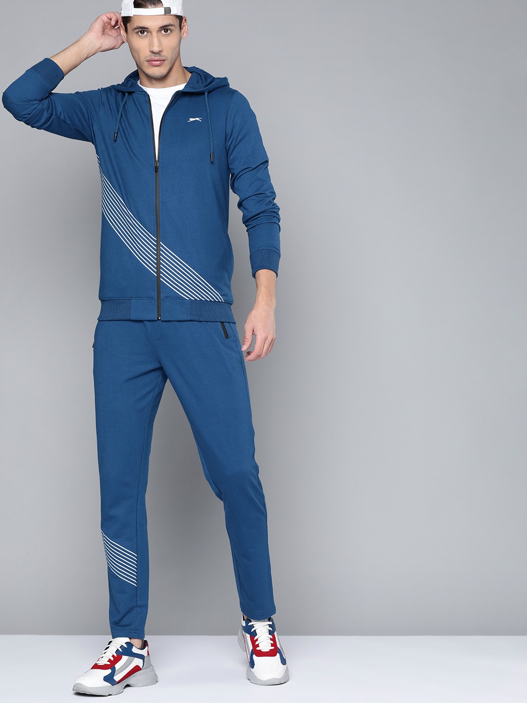 Clothing Tracksuits | Slazenger Men Blue Solid Athleisure Track Suits - BD67446