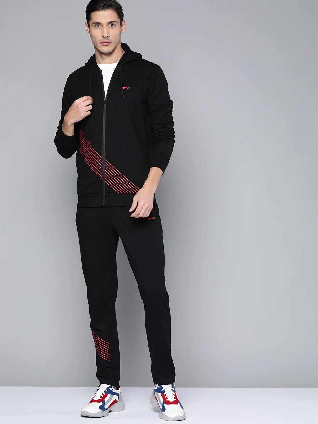 Clothing Tracksuits | Slazenger Men Black Solid Athleisure Track Suits - AU29025