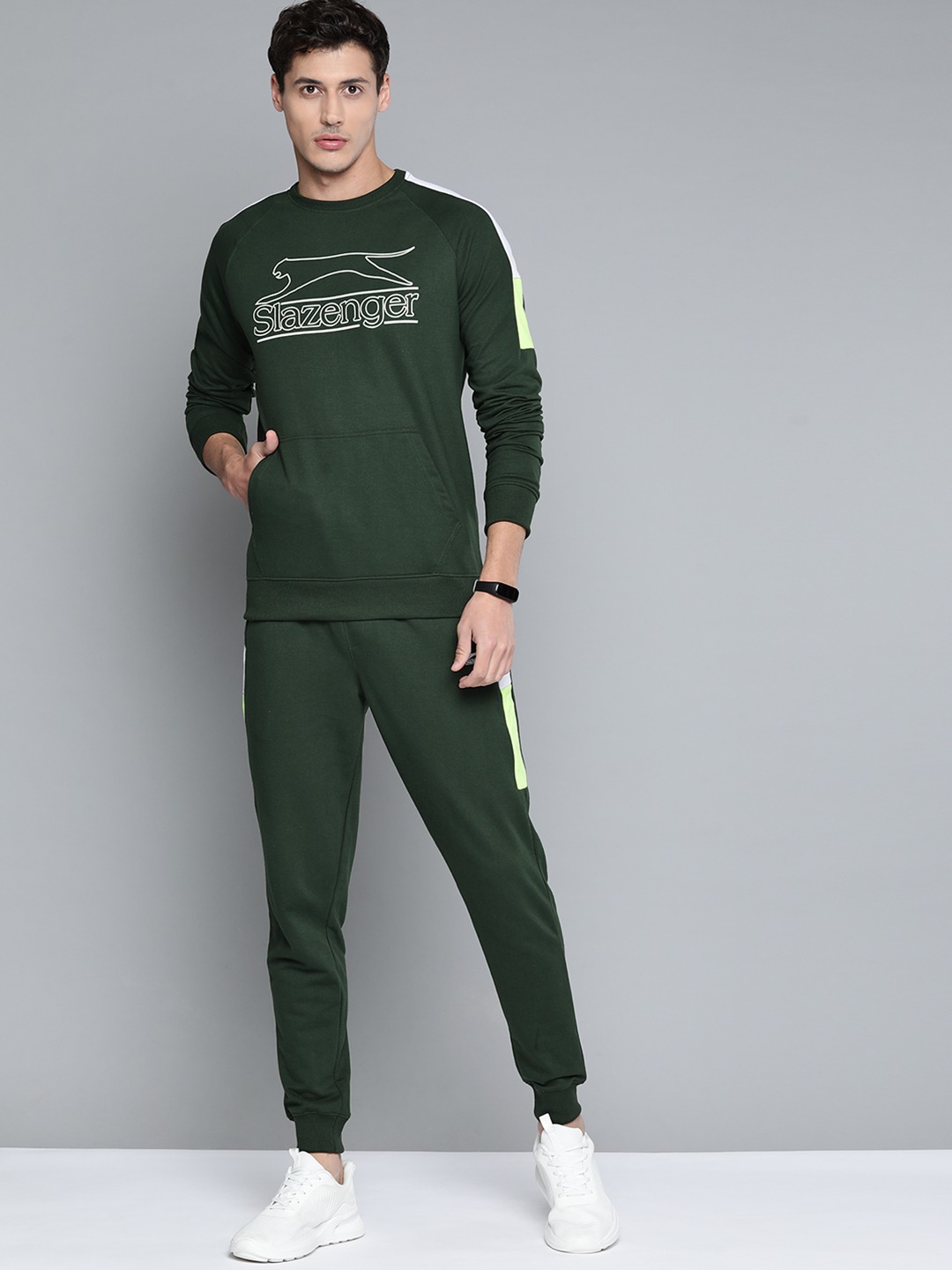 Clothing Tracksuits | Slazenger Men Green Brand Logo Printed Tracksuit - FP51972