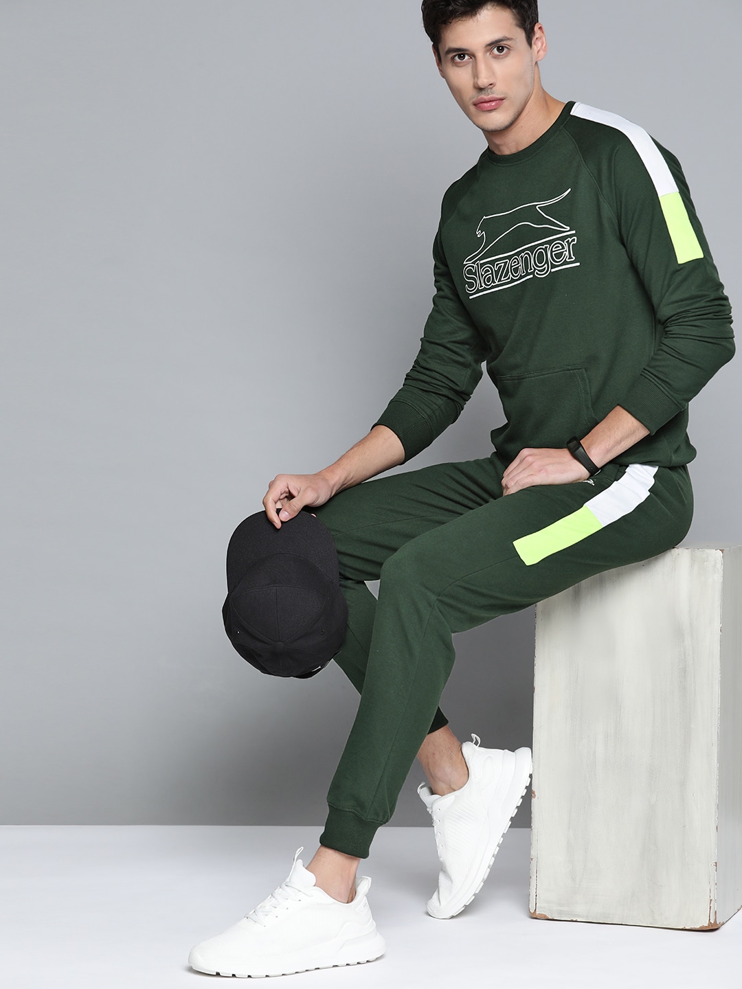 Clothing Tracksuits | Slazenger Men Green Brand Logo Printed Tracksuit - FP51972