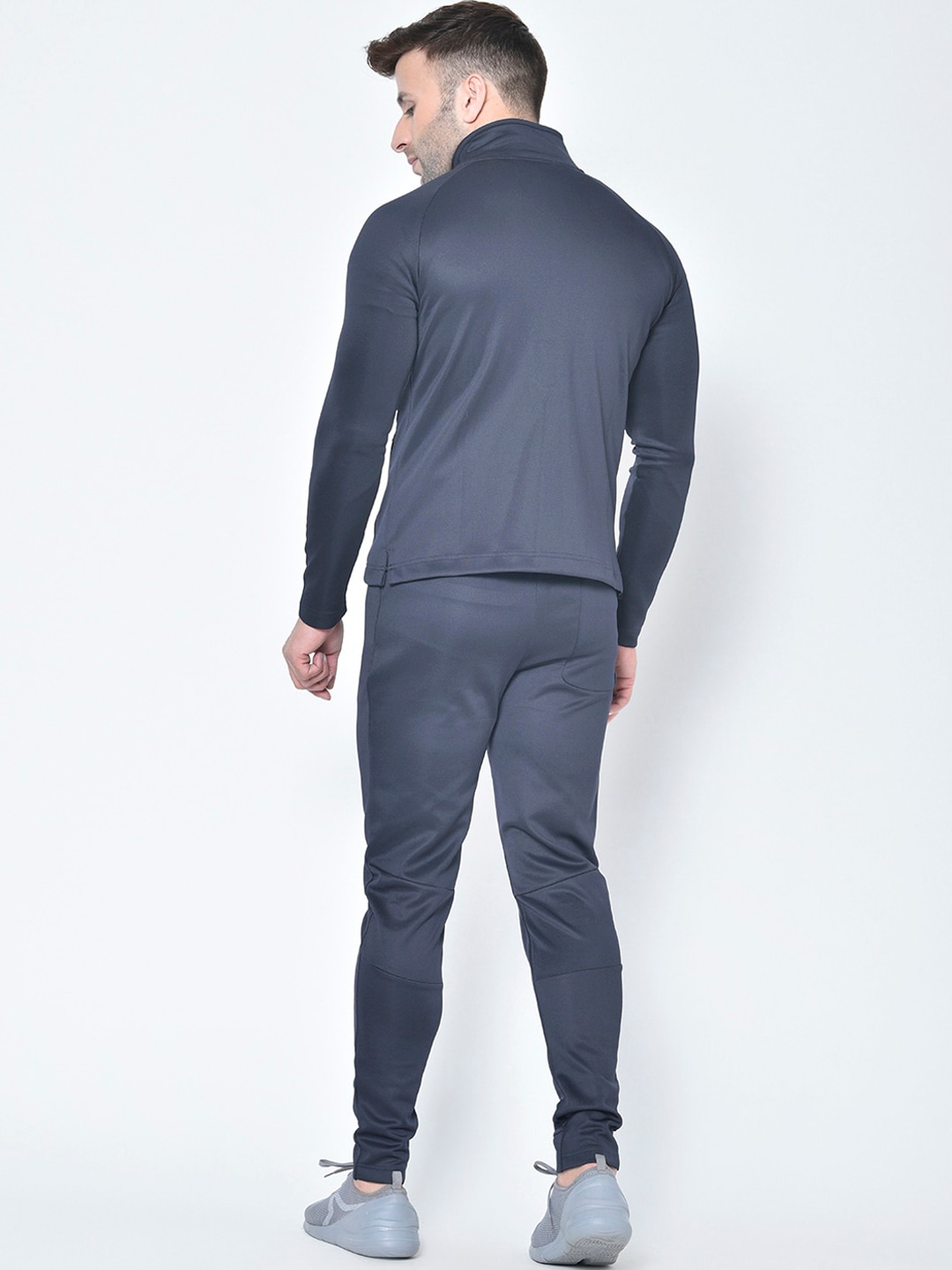 Clothing Tracksuits | Chkokko Men Navy Blue Solid Tracksuits - GA20139