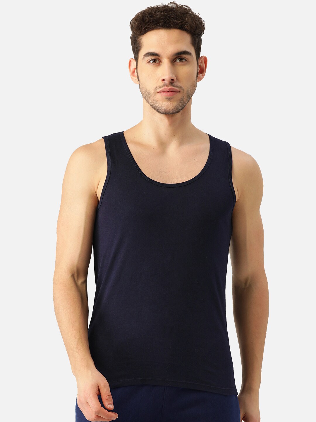 Clothing Innerwear Vests | ROMEO ROSSI Pack Of 2 Men Navy Blue Cotton Innerweare Vests - JI29613