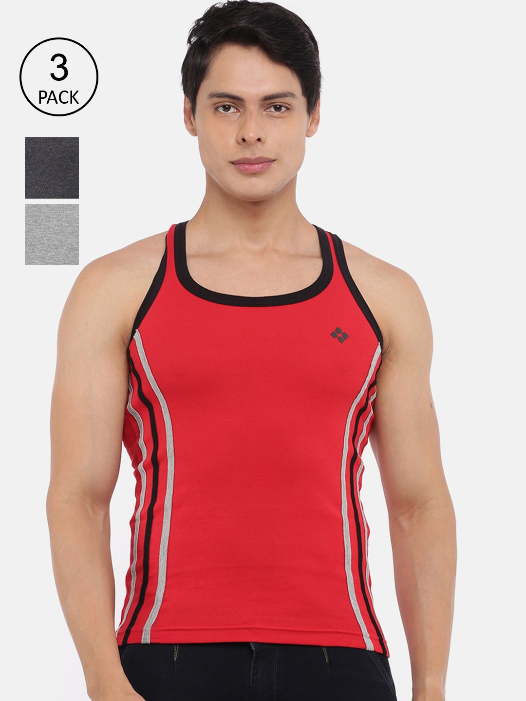 Clothing Innerwear Vests | Dollar Bigboss Men Pack Of 3 Assorted Innerwear Gym Vest MBB-14-PO3-CO1 - QO03204
