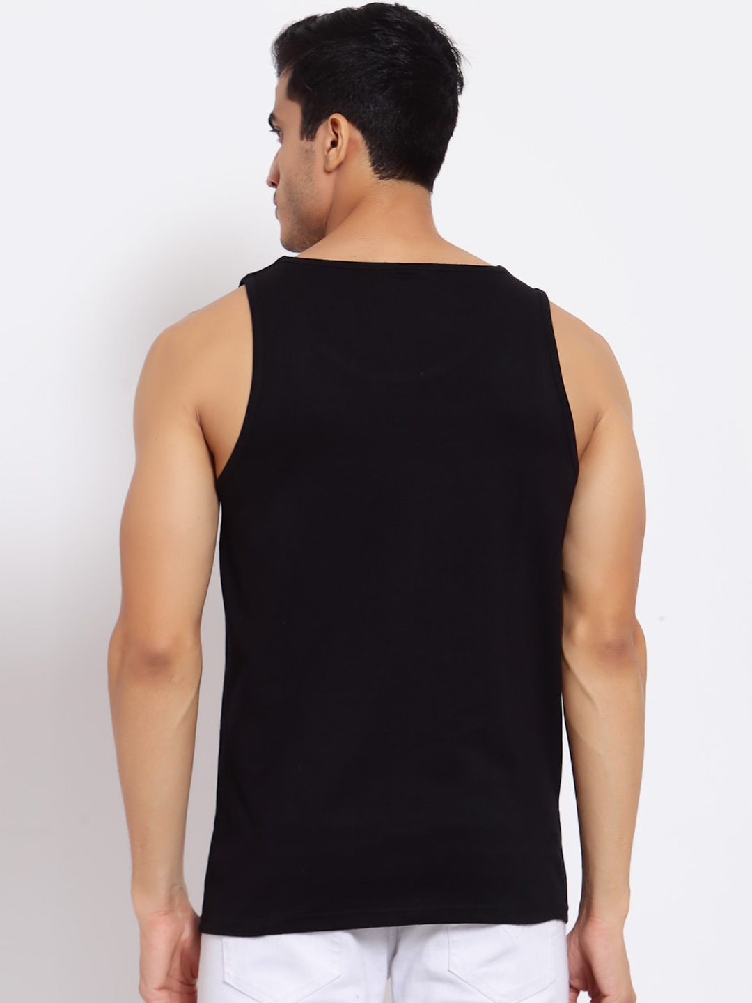 Clothing Innerwear Vests | FERANOID Men Black Solid Cotton Gym Vest - XU68497