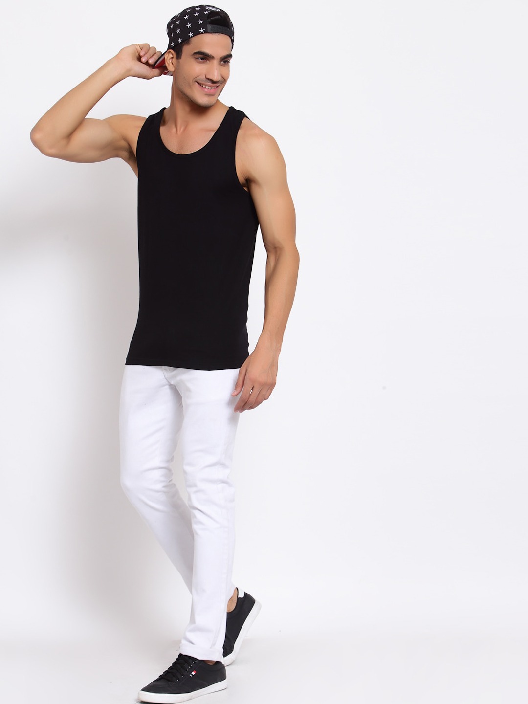Clothing Innerwear Vests | FERANOID Men Black Solid Cotton Gym Vest - XU68497