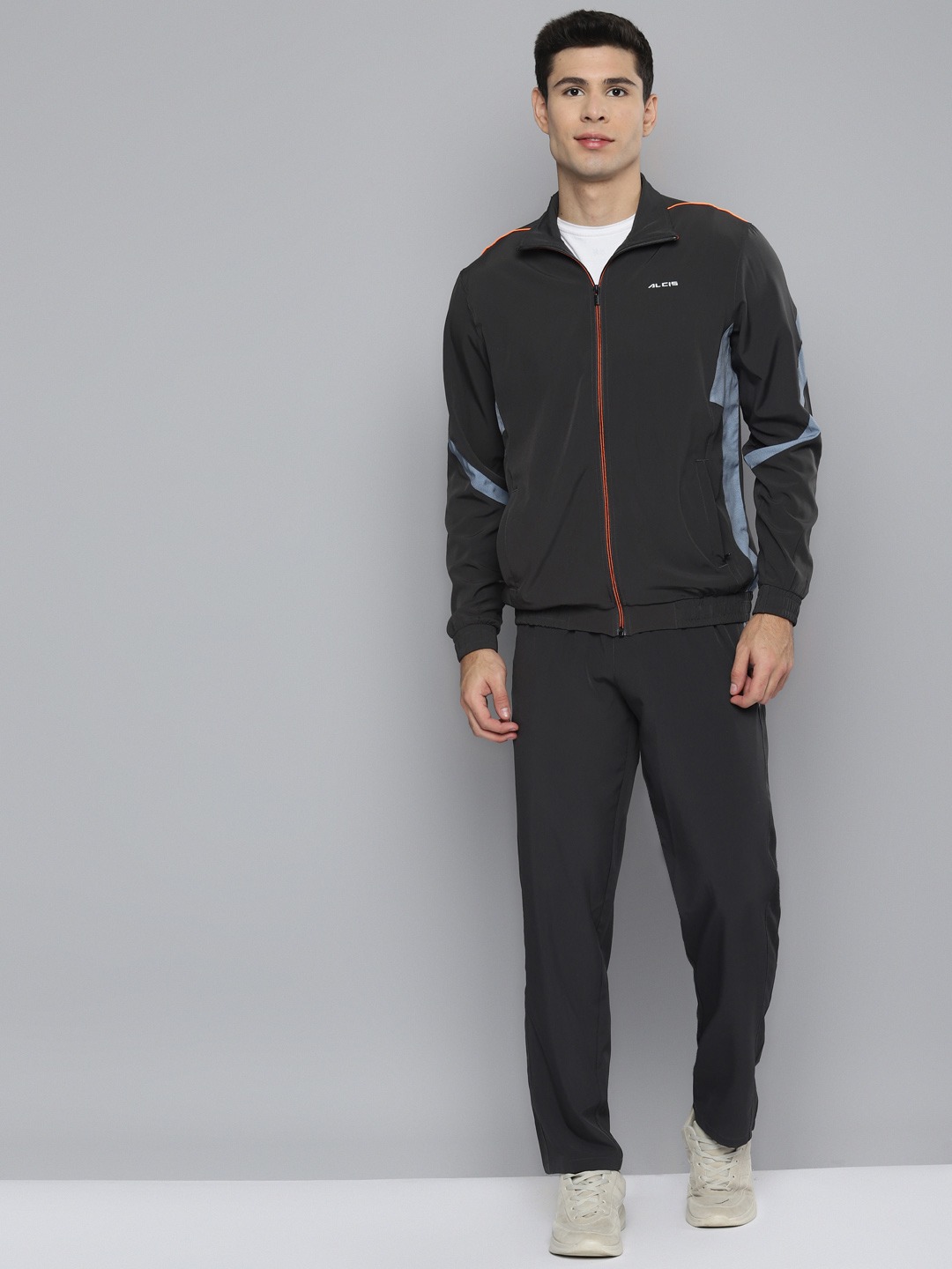 Clothing Tracksuits | Alcis Men Charcoal Grey Solid Tracksuits - LR80262