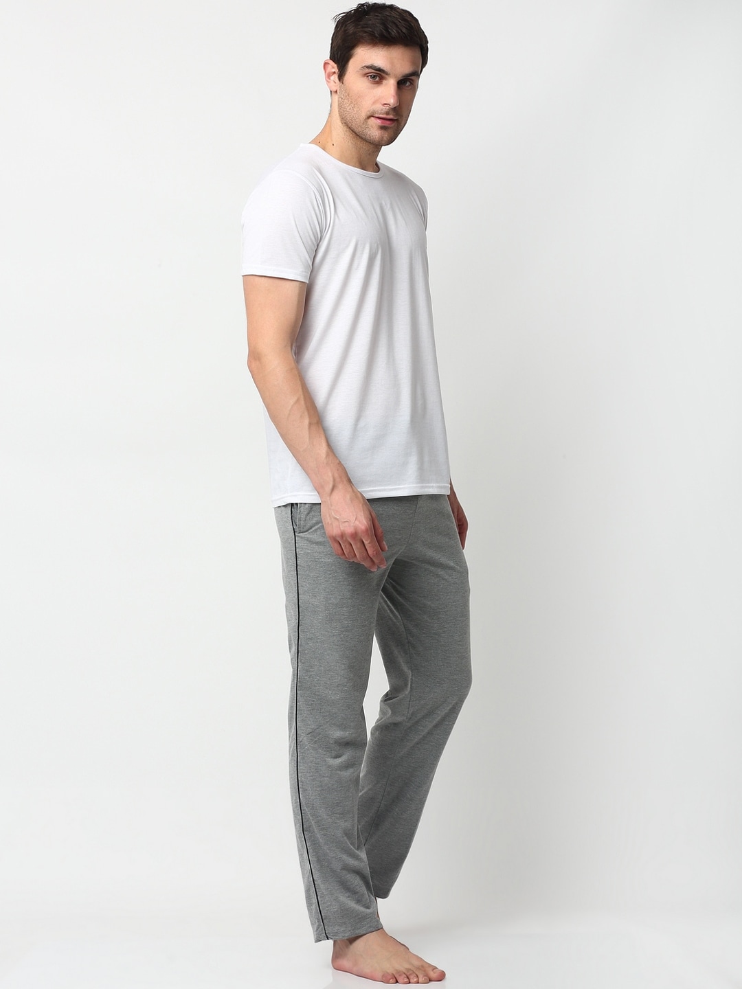 Clothing Tracksuits | Vimal Jonney Men White & Grey Cotton Blend Track Suit - ID23043
