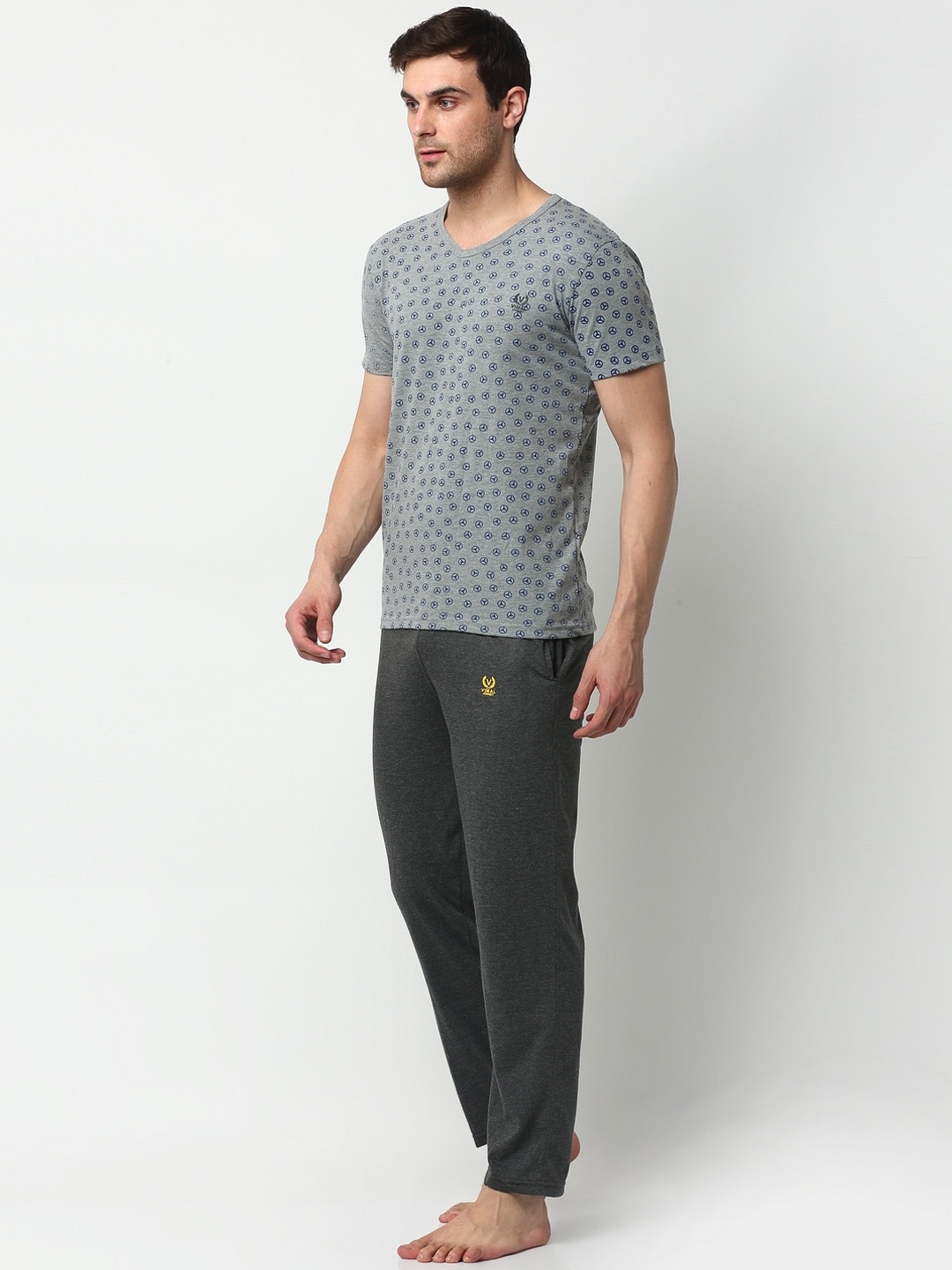 Clothing Tracksuits | Vimal Jonney Men Grey Printed Cotton Blend Track Suit - PD68524