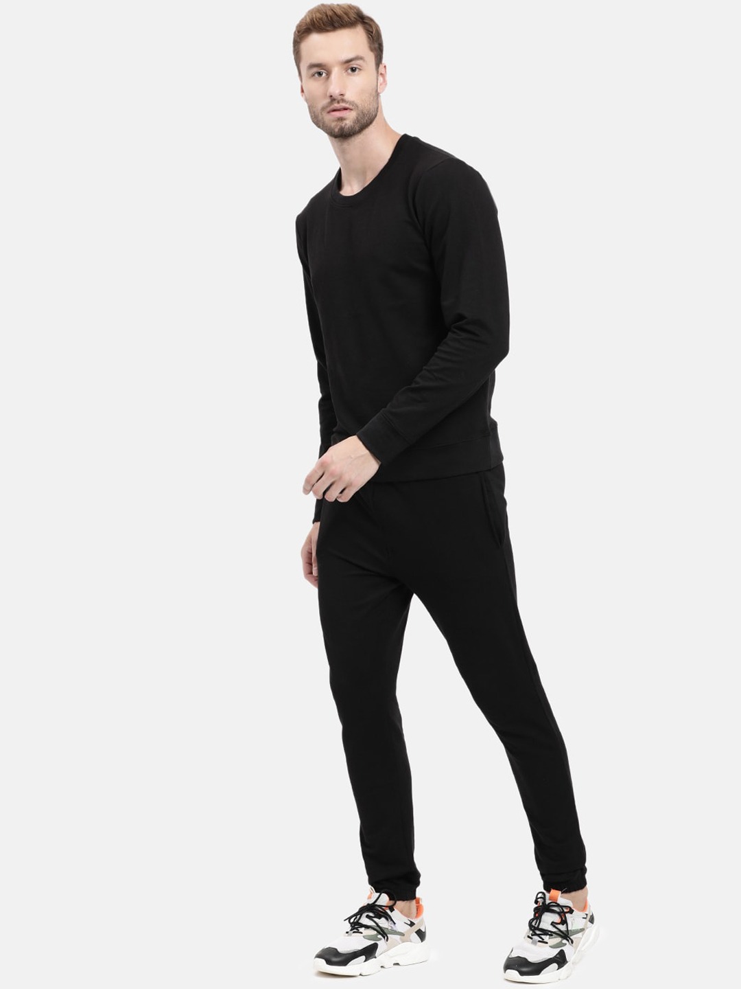 Clothing Tracksuits | MASH UNLIMITED Men Black Solid Slim Fit Tracksuit - VM62769