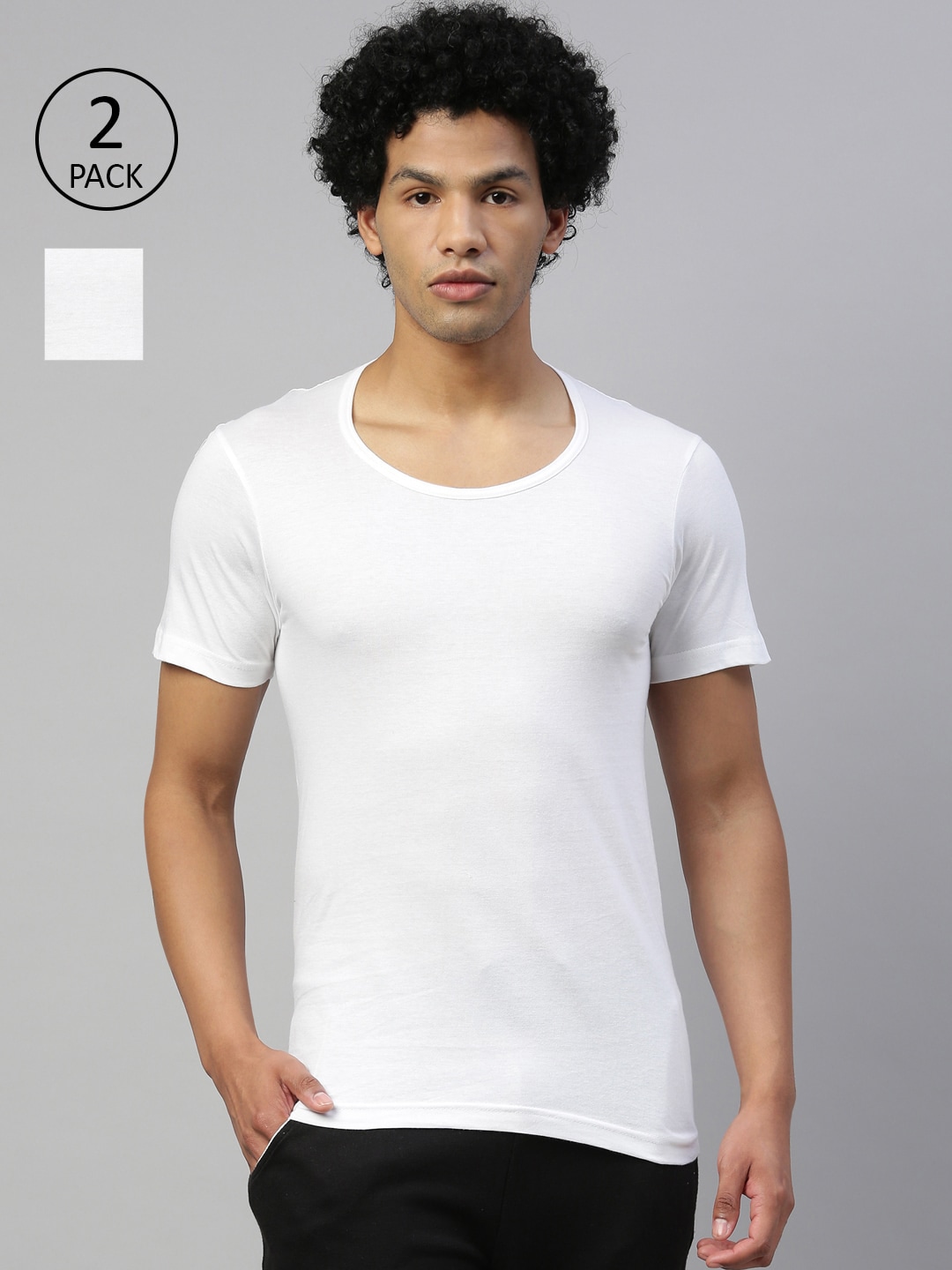Clothing Innerwear Vests | DIXCY SCOTT MAXIMUS Men Pack Of 2 White Solid Pure Cotton Innerwear Gym Vests MAXV-003-GLIDE VEST-P2 - OT56511