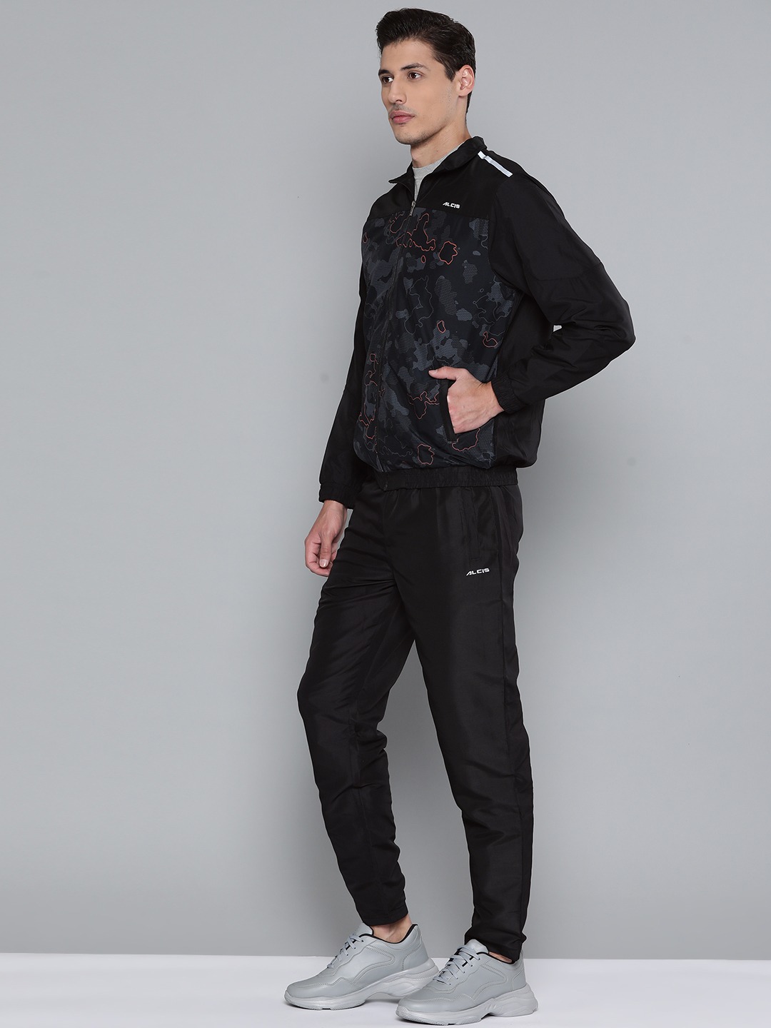 Clothing Tracksuits | Alcis Men Black Camouflage Printed Tracksuit - RN41218