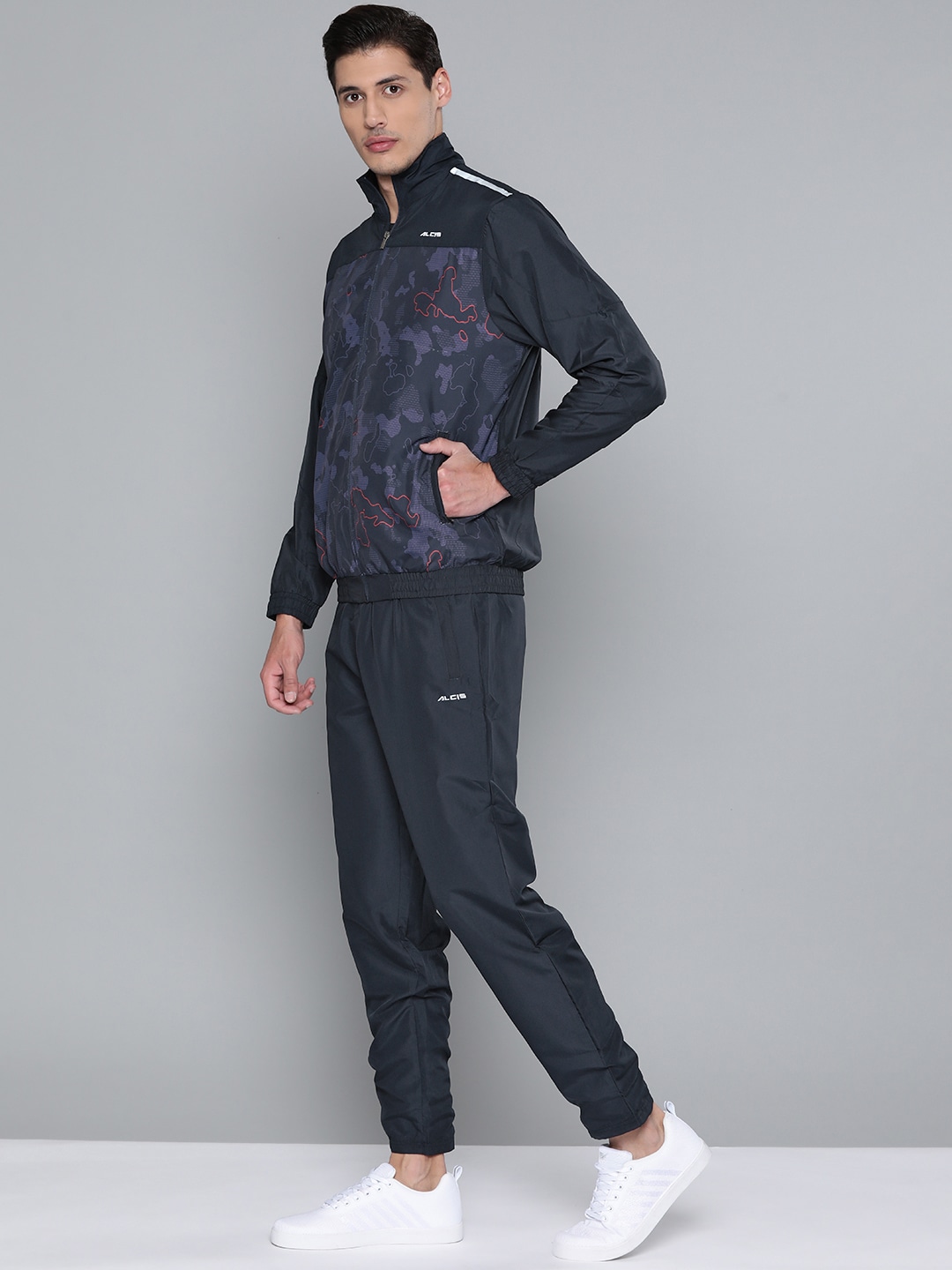 Clothing Tracksuits | Alcis Men Navy Blue Printed Tracksuit - UP88163
