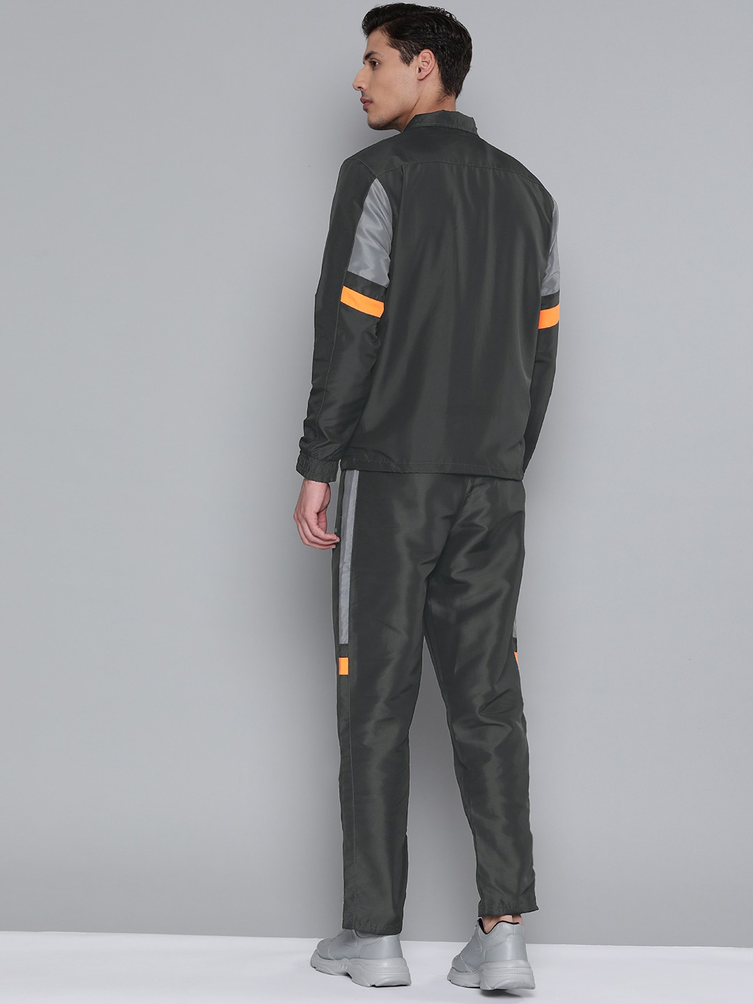 Clothing Tracksuits | Alcis Men Charcoal Grey Solid Tracksuit With Side Taping on Sleeves - CW11959