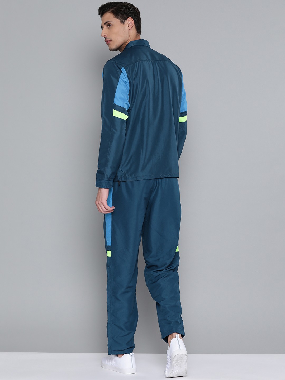Clothing Tracksuits | Alcis Men Teal Blue Solid Tracksuit With Side Taping on Sleeves - HF91077