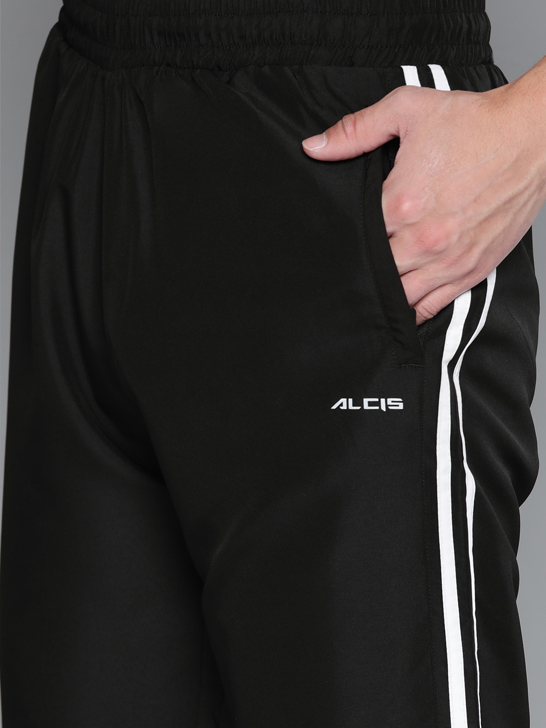 Clothing Tracksuits | Alcis Men Black Solid Tracksuit With Side Stripe on Sleeves - TQ68515