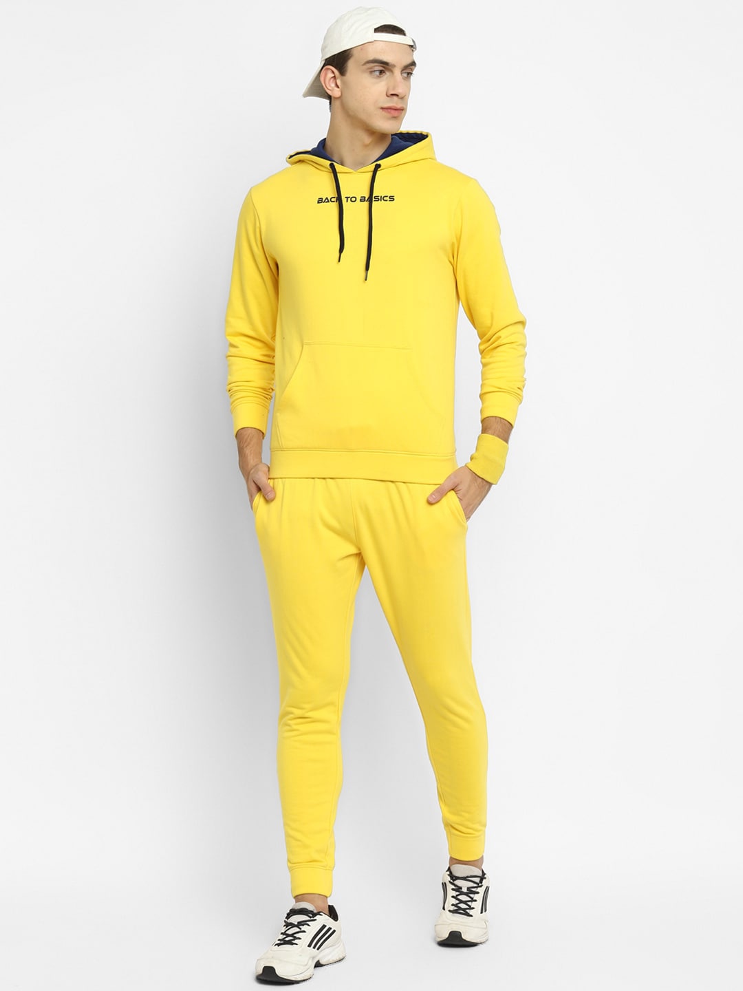 Clothing Tracksuits | OFF LIMITS Men Yellow Solid Hooded Tracksuit - BV94821