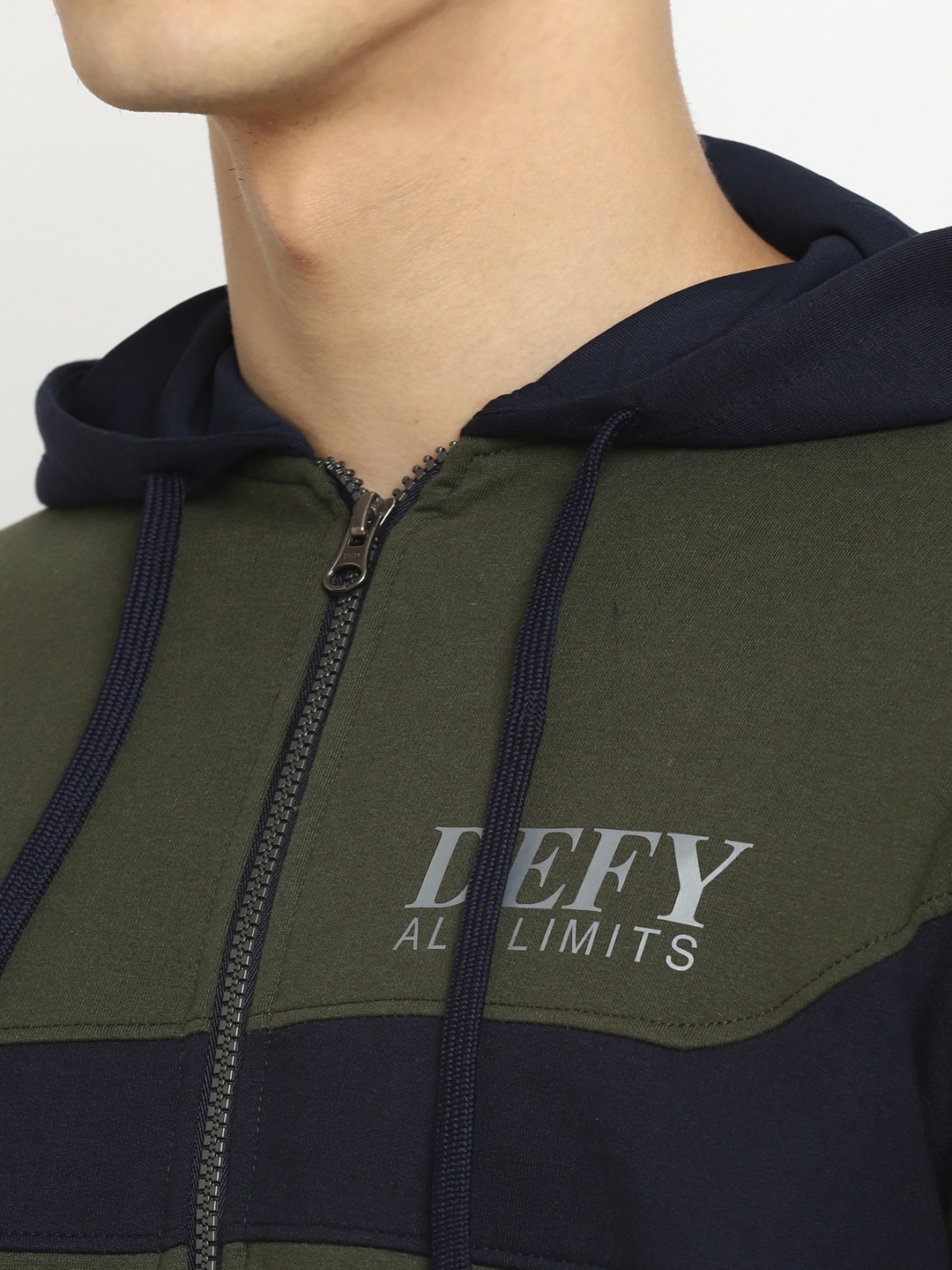 Clothing Tracksuits | OFF LIMITS Men Olive Green & Blue Colourblocked Hooded Tracksuit - XO13180