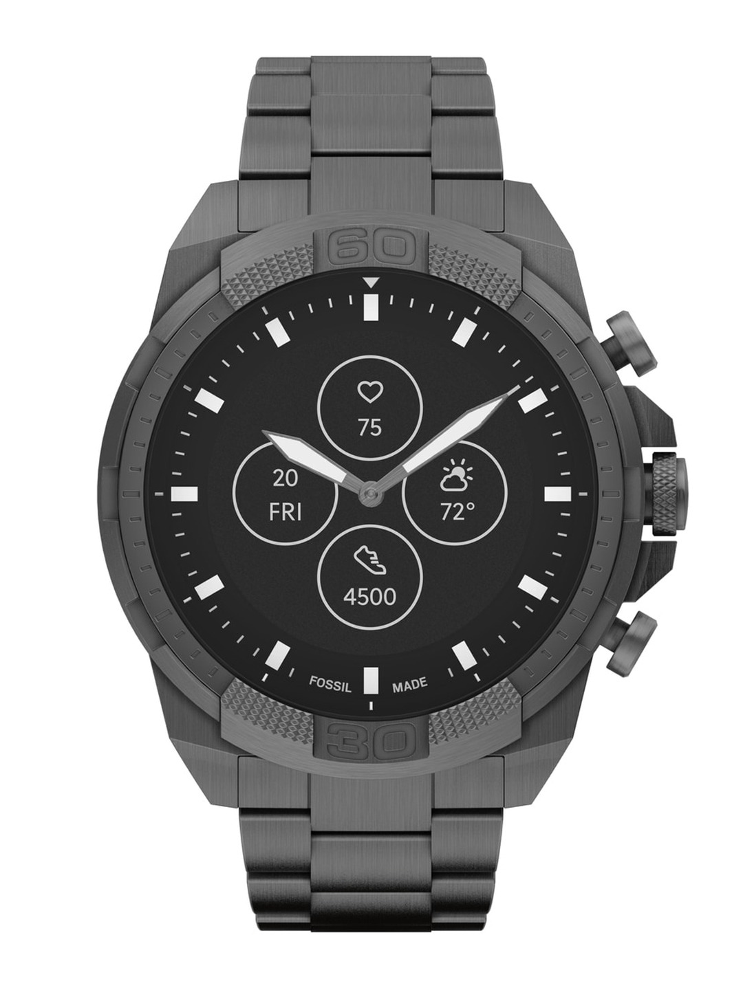 Accessories Smart Watches | Fossil Men Black Solid Bronson Hybrid Smoke Smartwatch FTW7059 - NK02190